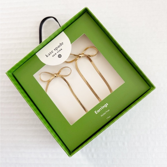 kate spade Jewelry - NWT Kate Spade New York x Target Bow Linear Drop Stud Earrings Gold